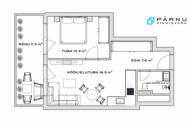 Müüa korter, 2 tuba, Pärnu maakond, Pärnu linn, Lai tn 15a